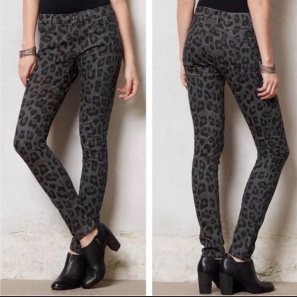 MOTHER Leopard Print Jeans - Black and Gray